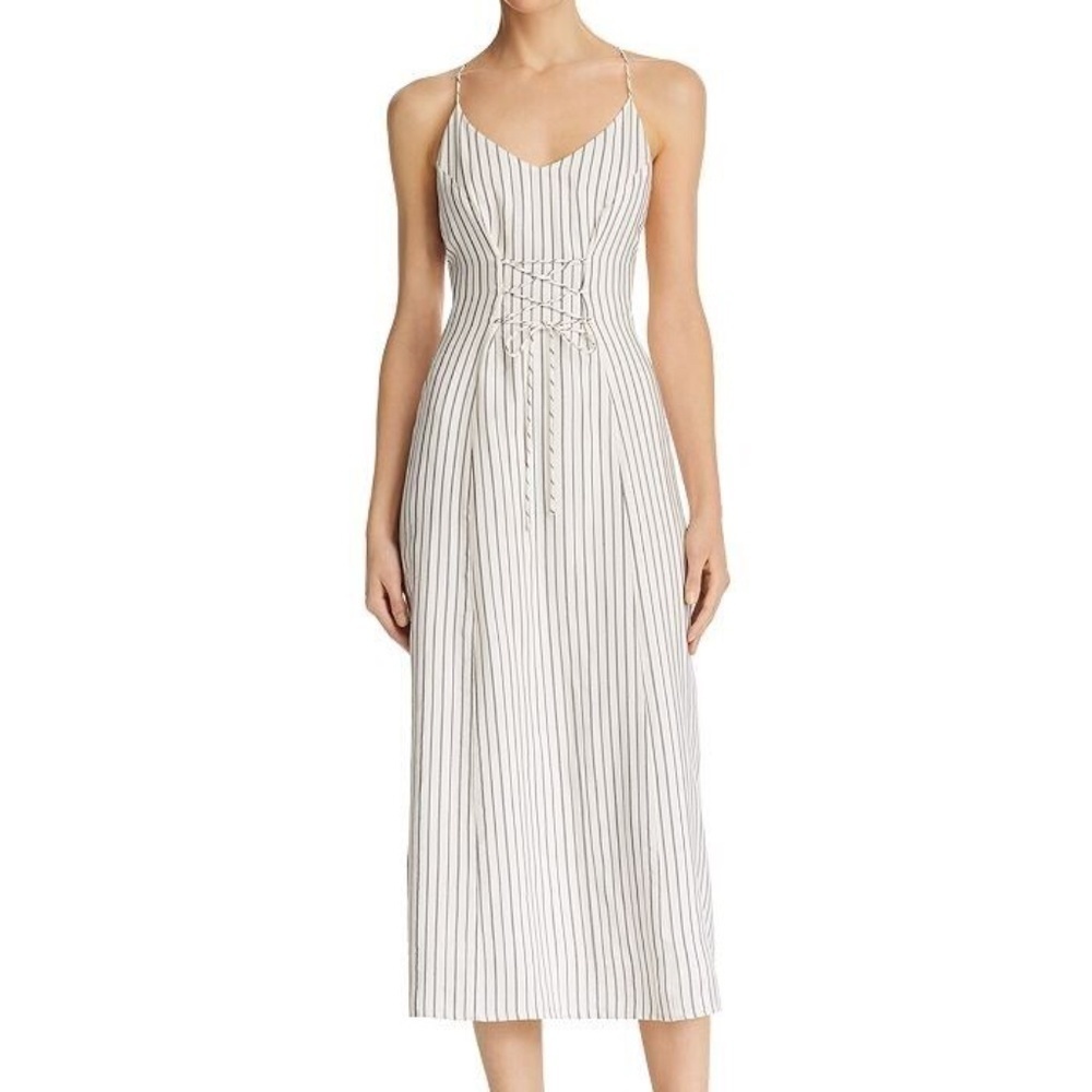 J Brand Satin Stripe Adeline Midi Dress Size Medium